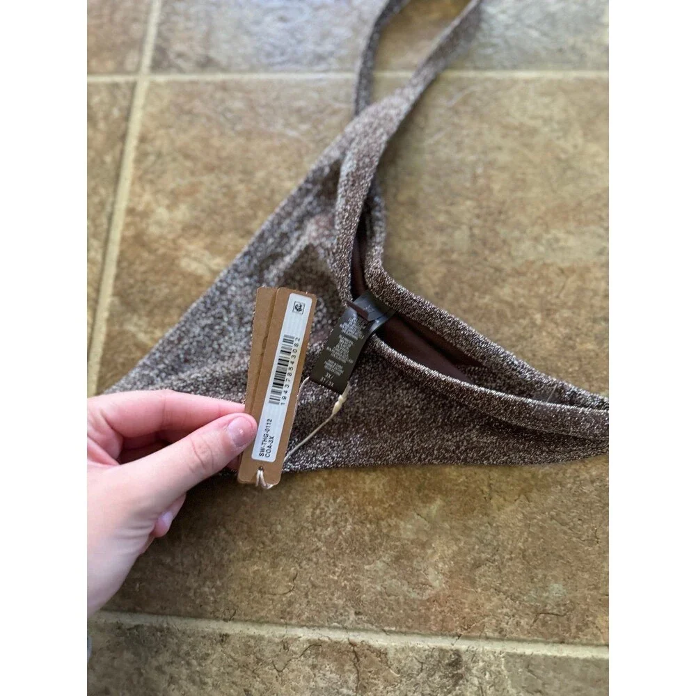 New Skims Swim Glitter Thong Bikini Bottom Cocoa Size 3X